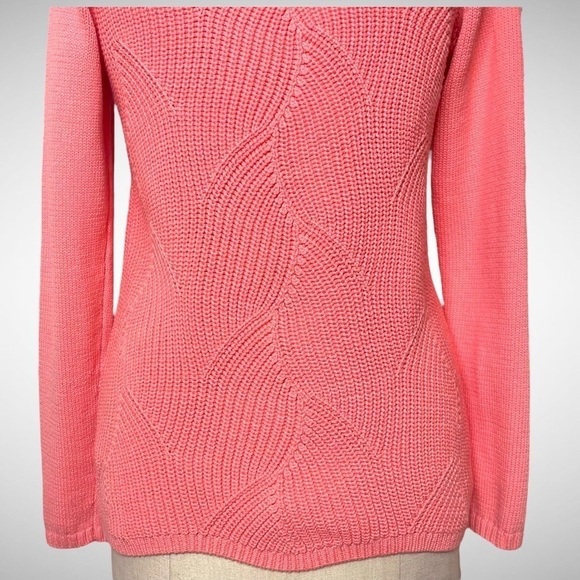 Talbots Pointelle Raglan Crew Neck Sweater XS Salmon Rose Pink Coral - Picture 7 of 10